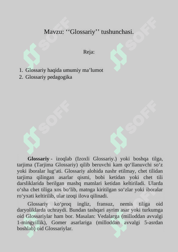 ‘‘Glossariy’’ tushunchasi 2