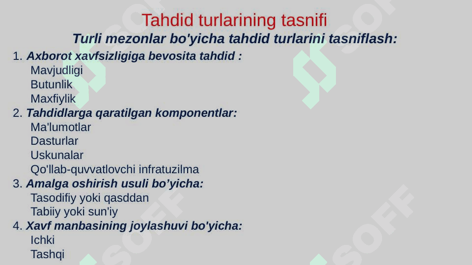 Axborot xavfsizligiga tahdidlar. 3