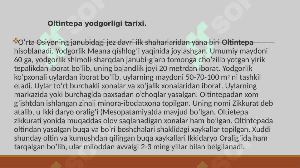 Oltintepa yodgorligini  o’rganilishi. 3