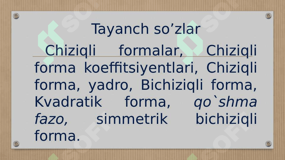 Chiziqli formalar, Bichiziqli va kvadratik formalar 2