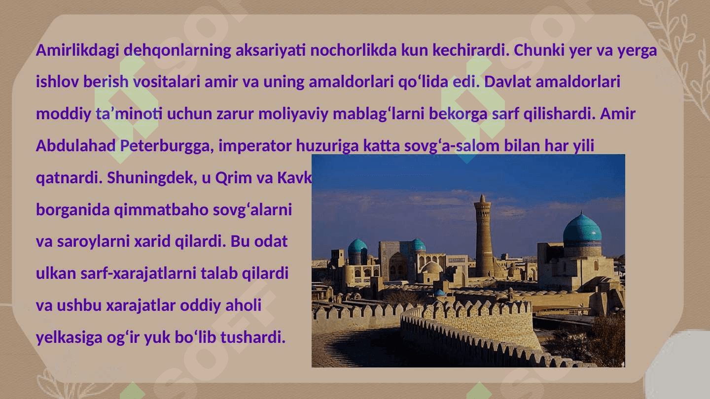 Buxoro amirligi ijtimoiy-iqtisodiy hayot 7