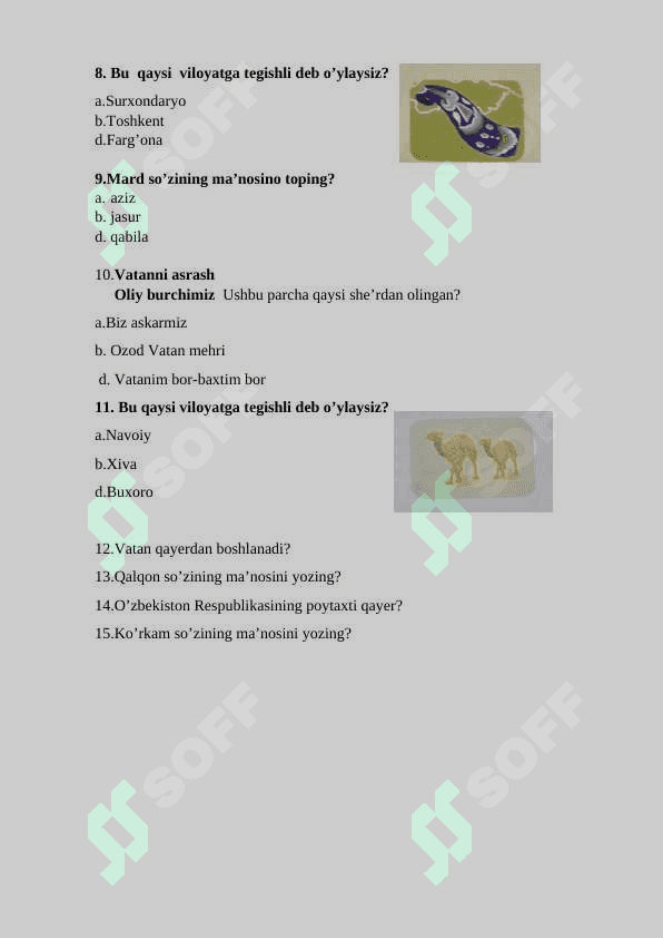 1-sinf nazorat test 2