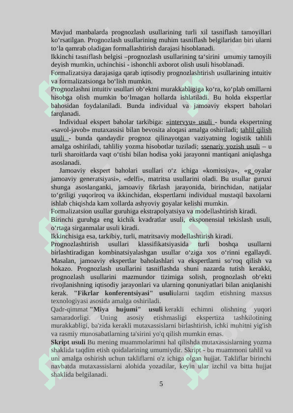 Prognozlashtirishning expert usuli 5