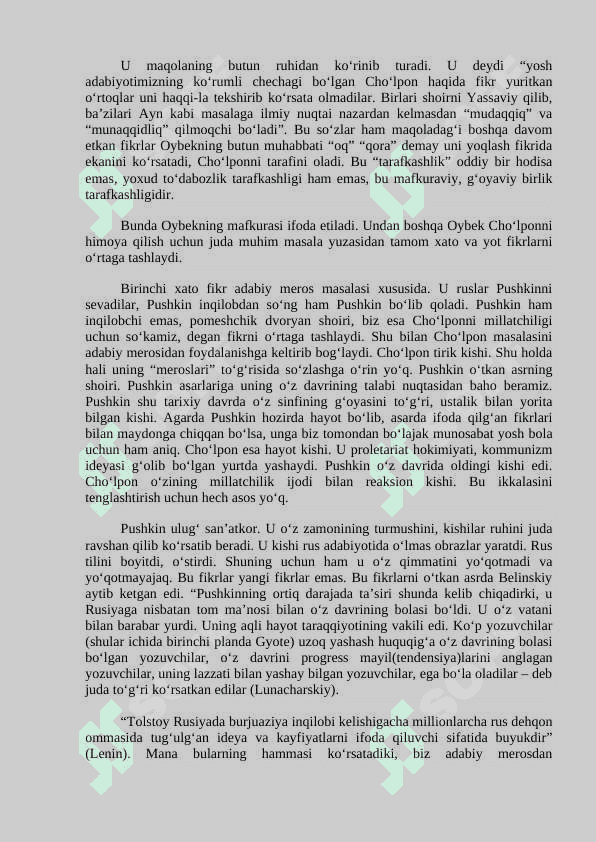 CHO’LPONNING ADABIY TANQIDIY QARASHLARI 2