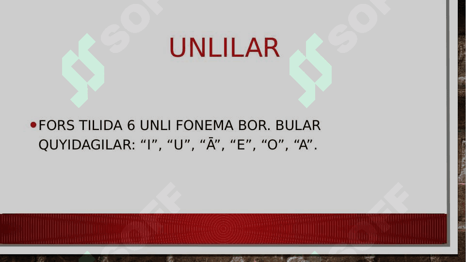 Fors tilida unlilar 2