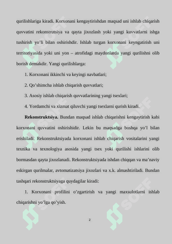 Qurilishni turlari va xarakteri. 2