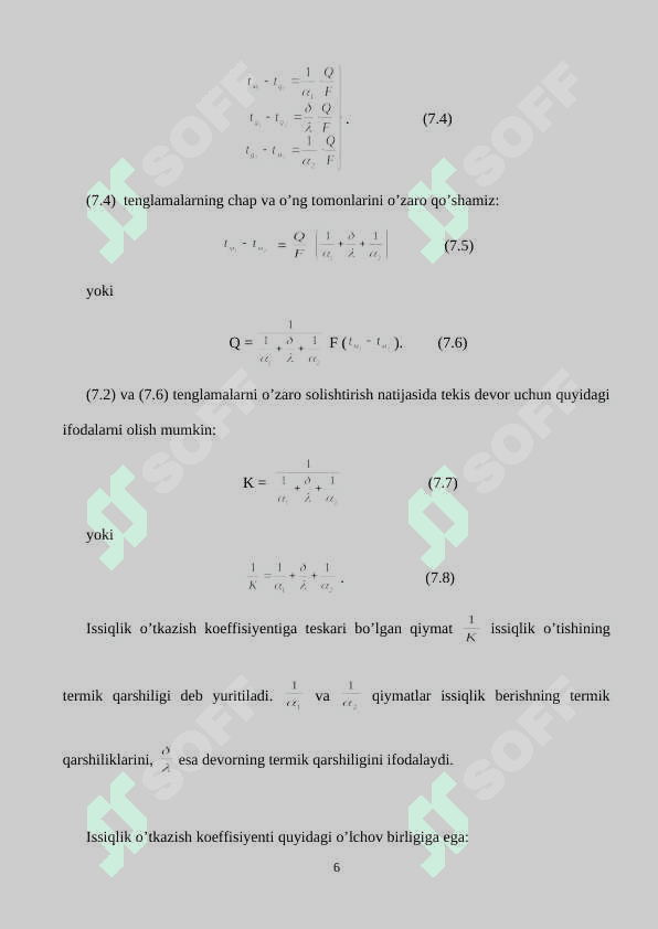 ISSIQLIK O’TKAZISH ASOSLARI 6