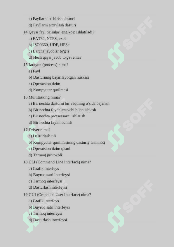 IT Informatika fanidan 100 talik test 3