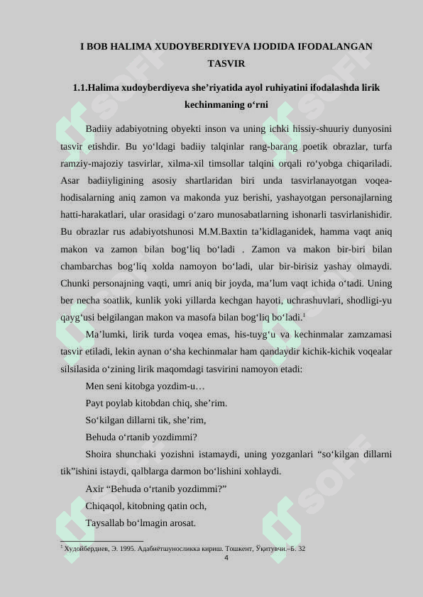 HALIMA XUDOYBERDIYEVA IJODIDA AYOL RUHIYATI TASVIRI kurs ishi 4