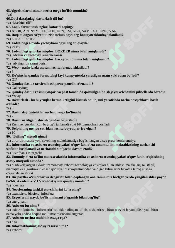 pedagogika fanidan test savollari javobi bilan 8
