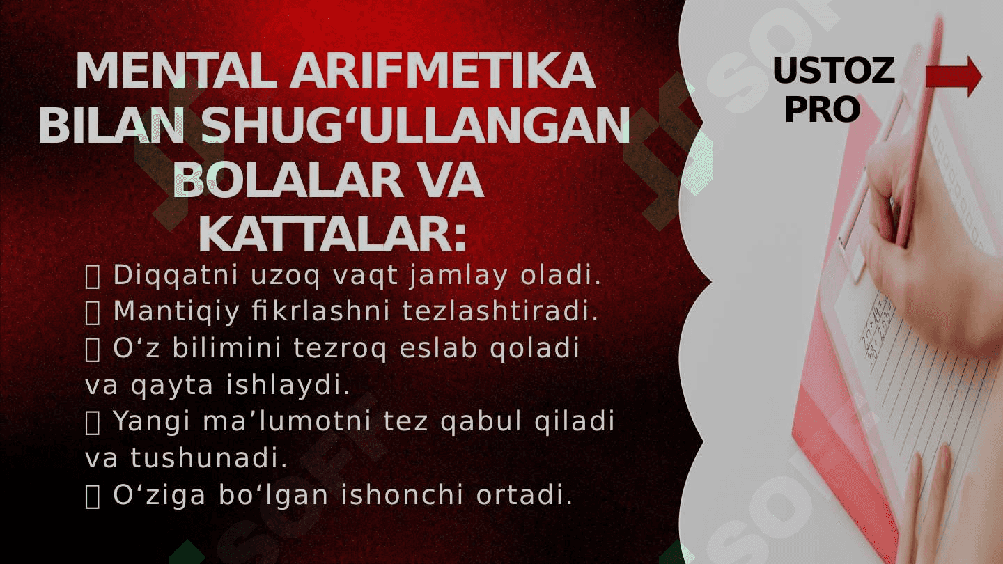 MENTAL ARIFMETIKA SIZ VA FARZANDINGIZ UCHUN MUHIM. CHUNKI… 5