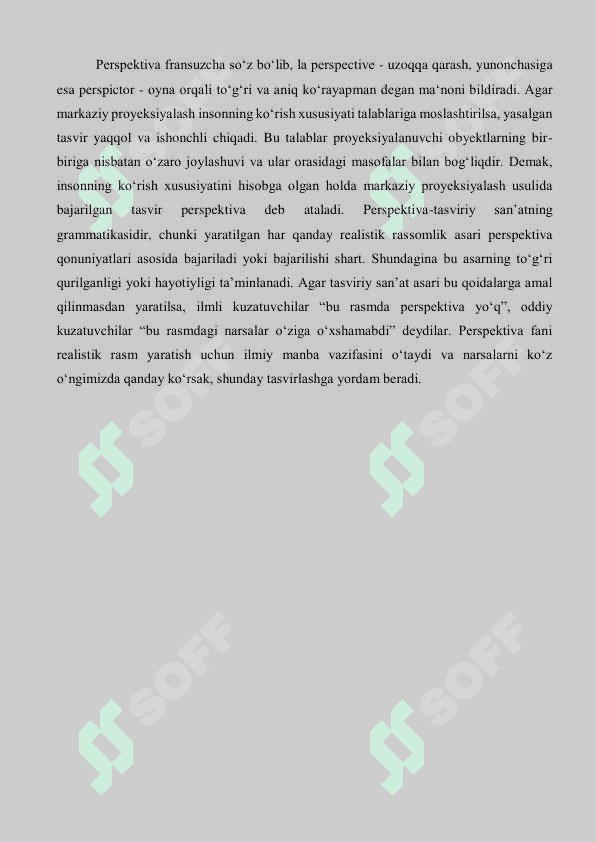 Kartina va narsalar tekisligiga nibatan turli vaziyatda joylashgan to'g'ri chiziqlarning perspektivasini qurish va ularning kartina izi hamda uchrashish nuqtalarini aniqlash 4
