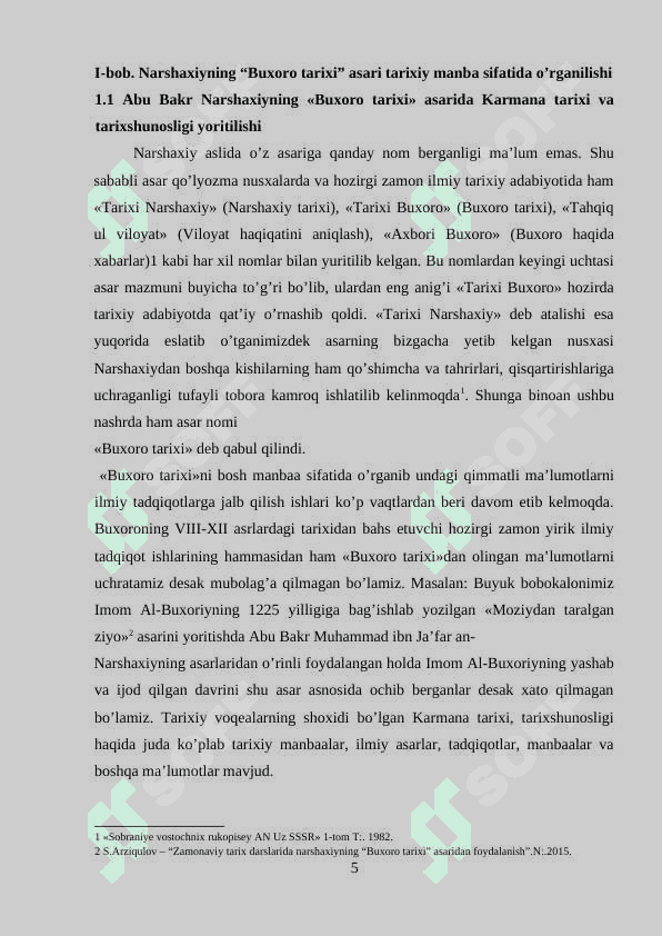 NARSHAXIYNING “BUXORO TARIXI” ASARI MANBA SIFATIDA 5