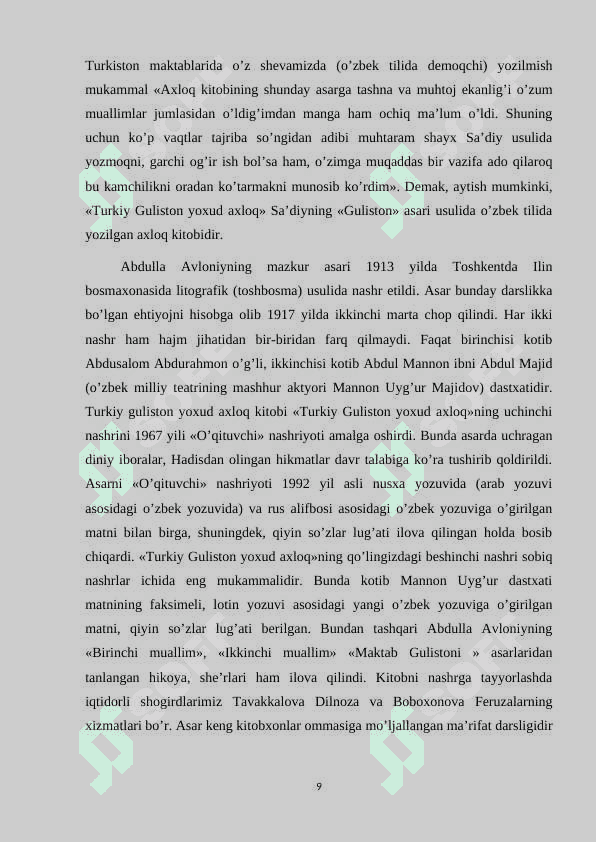 Abdulla Avloniyning «Turkiy Guliston yoxud axloq» asarining komil inson tarbiyasidagi o‘rni. 8