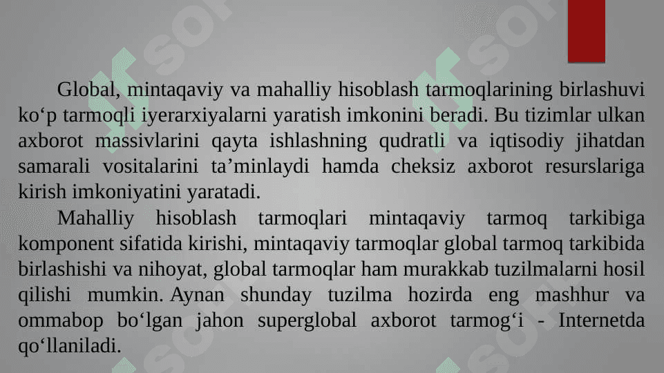 Kompyuter tarmoqlarining asosiy turlari. 8
