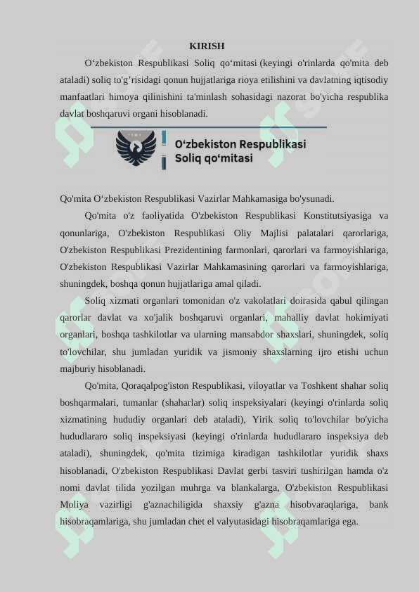 DAVLAT SOLIQ INSPEKSIYASI  Amaliyot Hisoboti 2