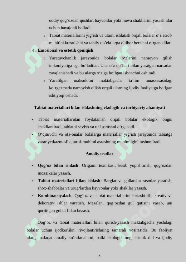 Qоg‘оz vа tаbiаt mаtеriаllаridаn qurish –yasаsh 6
