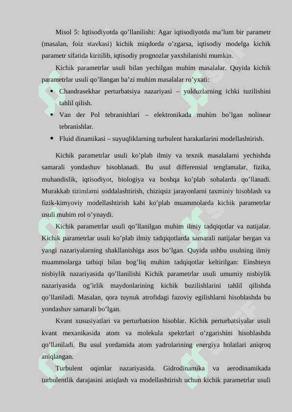 Kichik parametrlar usuli 8