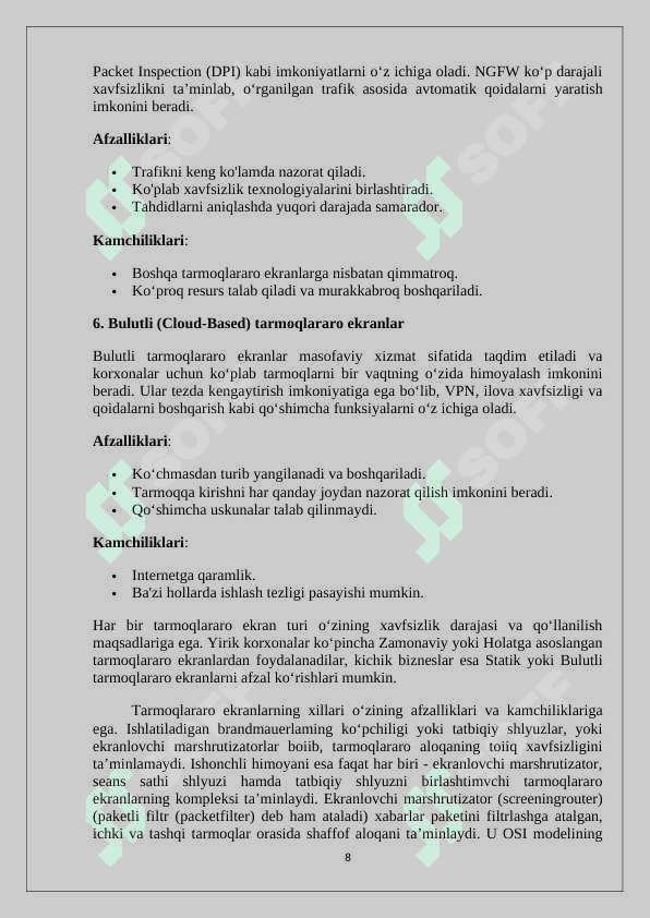Axborotni himoyalashda tarmoqlararo ekran 8
