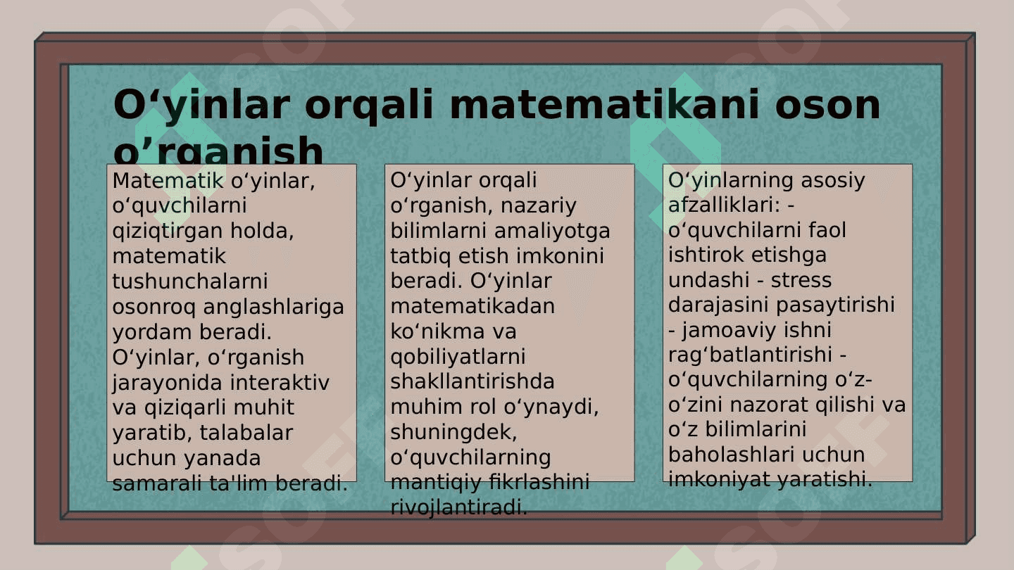 Matematik o'yin ta'lim metodi sifatida 3