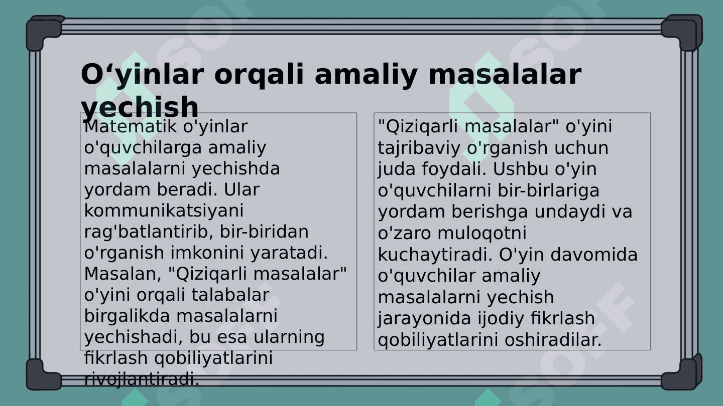 Matematik o'yin ta'lim metodi sifatida 6