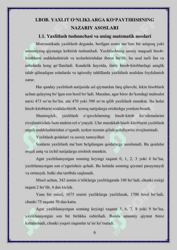 Matematika va uni o’qitish metodikasi 6