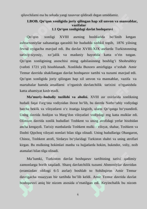 QUQON XONLIGI DAVLAT BOSHQARUVIDA MANSAB VA UNVONLAR 6