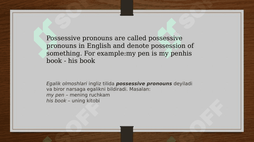 Possessives Egalik olmoshlari 2