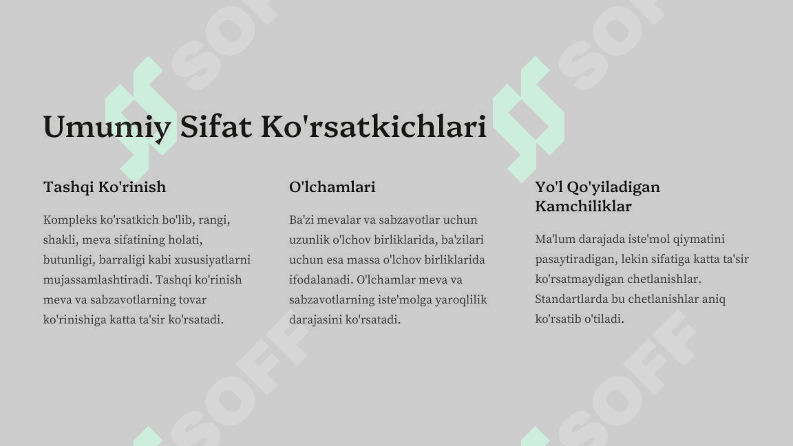 Sabzovot va mevalarning ekspertizasi (slayd) 3