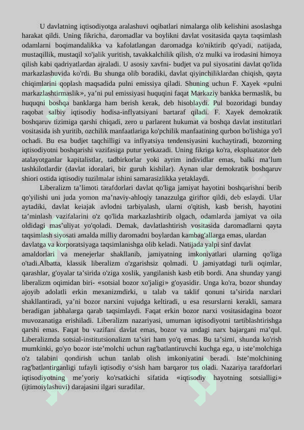 Monetarizm va neoliberalizm. Instutsionalizm 4