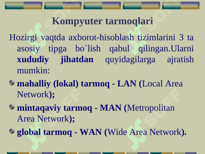 KOMPYUTER TARMOQLARI 4