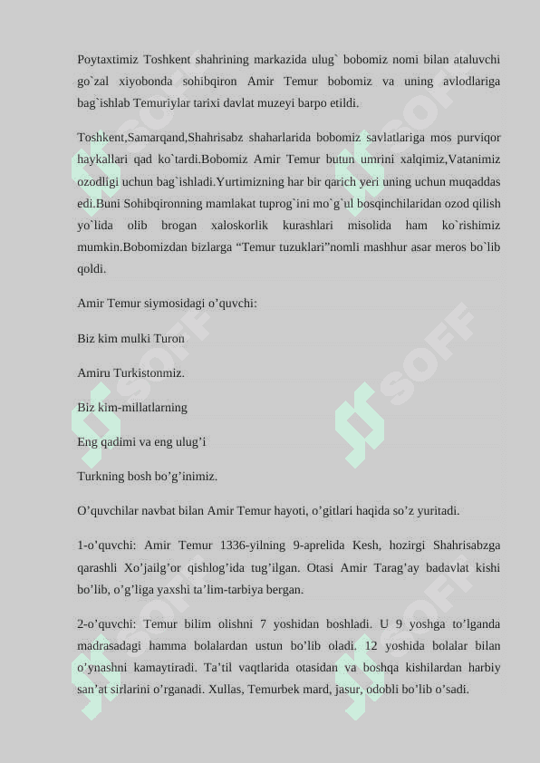 “Amir Temur hayoti va datining boshqaruvi”  8-sinf dars ishlanma 2