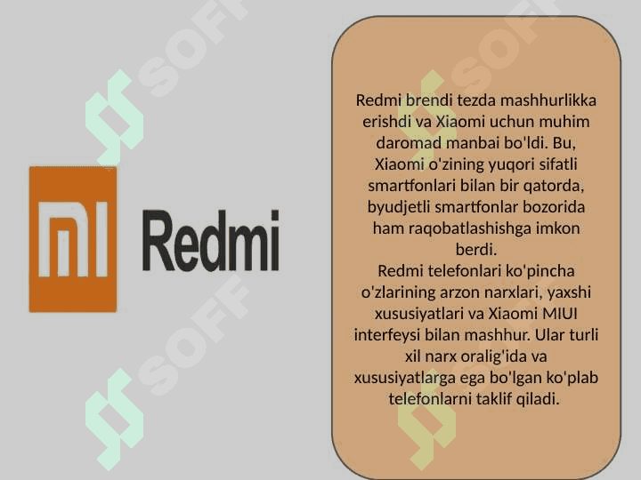 Redmi kompaniyasi haqida slayd 4