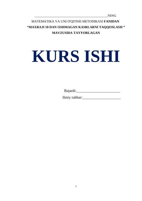 MAXRAJI 10 DAN OSHMAGAN KASRLARNI TAQQOSLASH