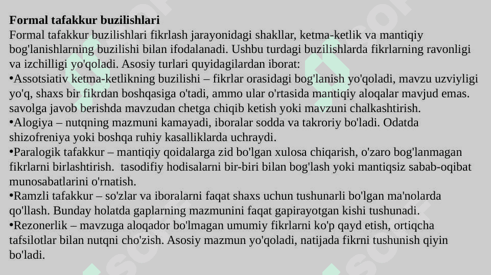 Tafakkur buzilishlari SLAYD 5
