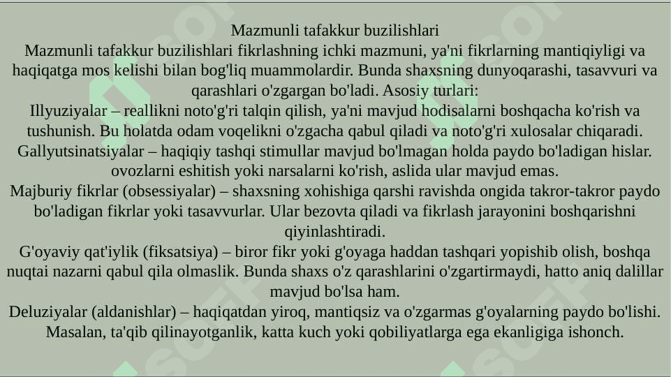 Tafakkur buzilishlari SLAYD 6