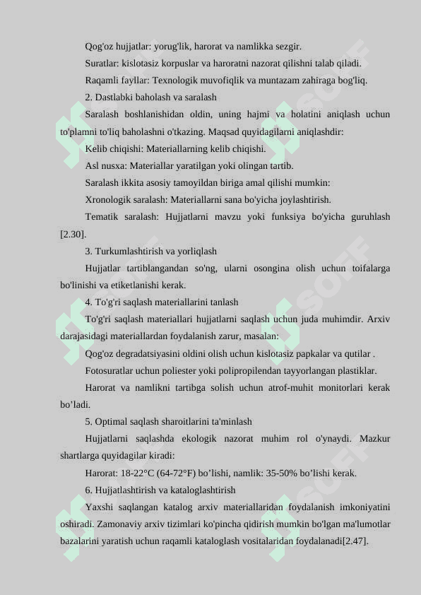 SAQLASH UCHUN HUJJATLARNI SARALASH 2
