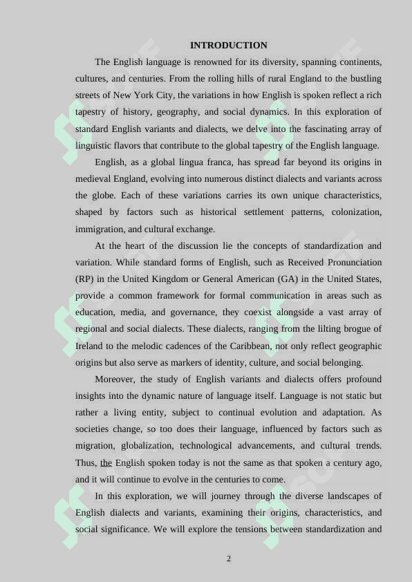 STANDARD ENGLISH VARIANTS AND DIALECTS 2