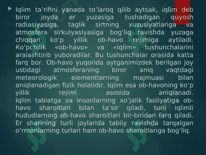 IQLIMNING O`ZGARISHI 4