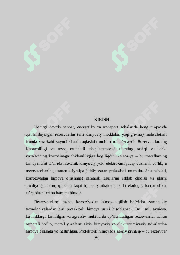 Rezervuarlarning tashqi tag yuzalarini protektorli himoyasini KURS ISHI 3
