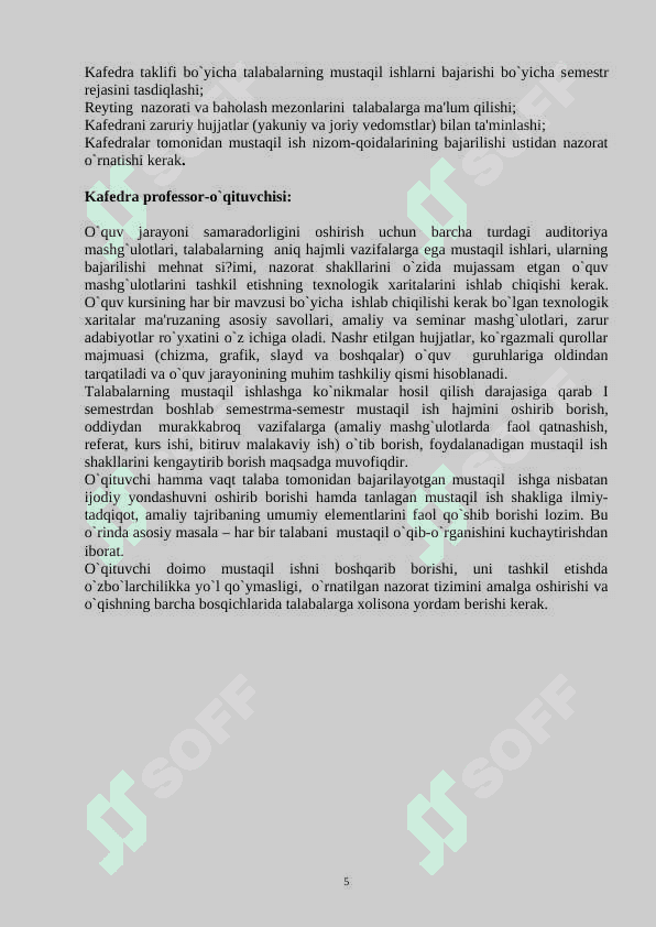 Talabalar mustaqil ishini tashkil etish KURS ISHI 5