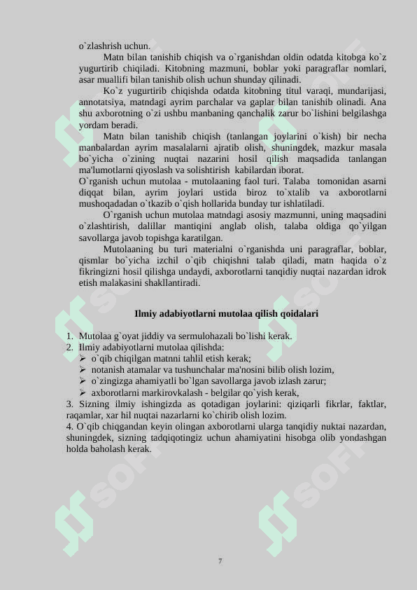 Talabalar mustaqil ishini tashkil etish KURS ISHI 7