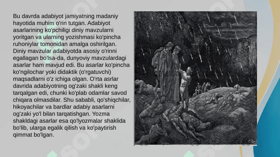 O'rta asrlarda adabiyot va vaqt haqidagi g'oyalar  SLAYD 4