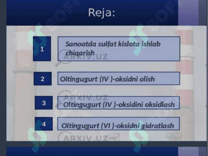 Sanoatda sulfat kislota ishlab chiqarish 2
