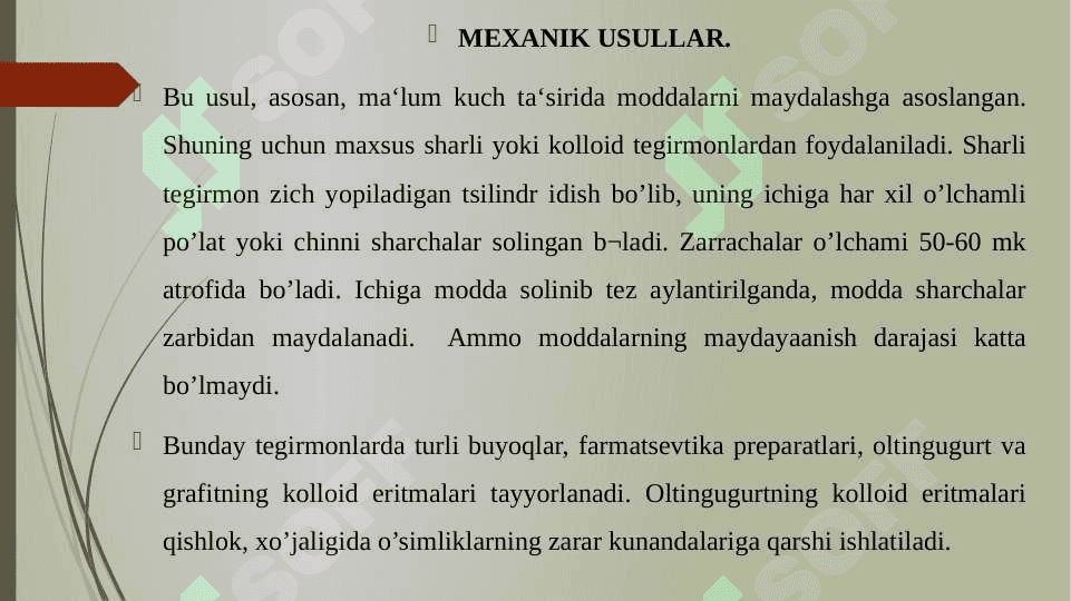 “KALLOID ERITMALARNING OLINISH USULLARI” 7