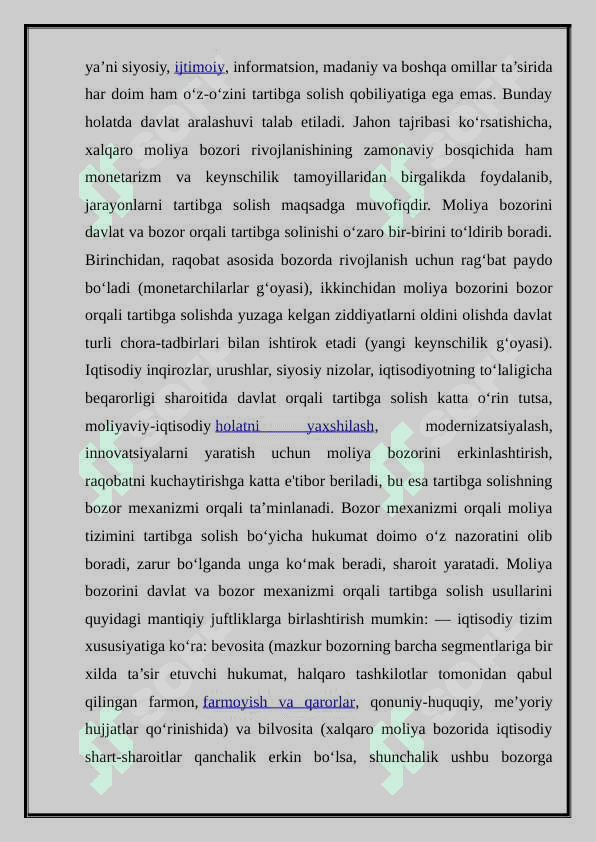 Moliya bozorini tartibga solish 4