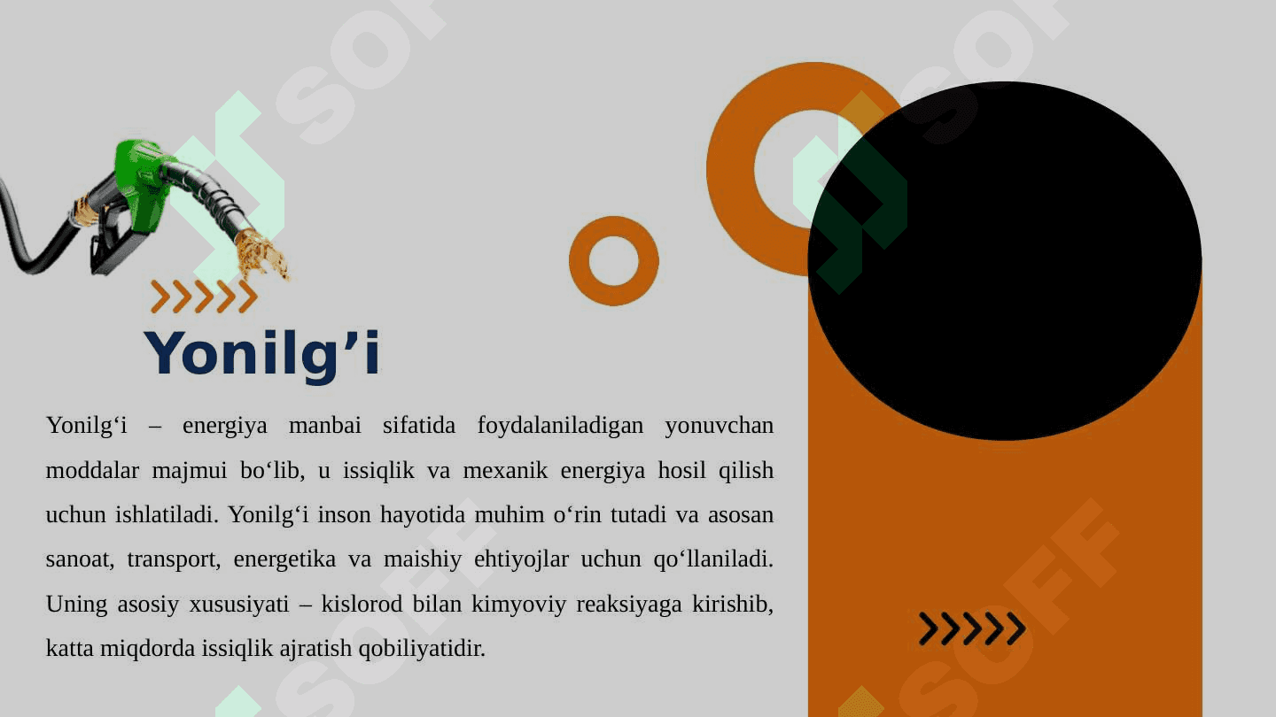 Yonilği va uning yonish kimyoviy reaksiyalari 4