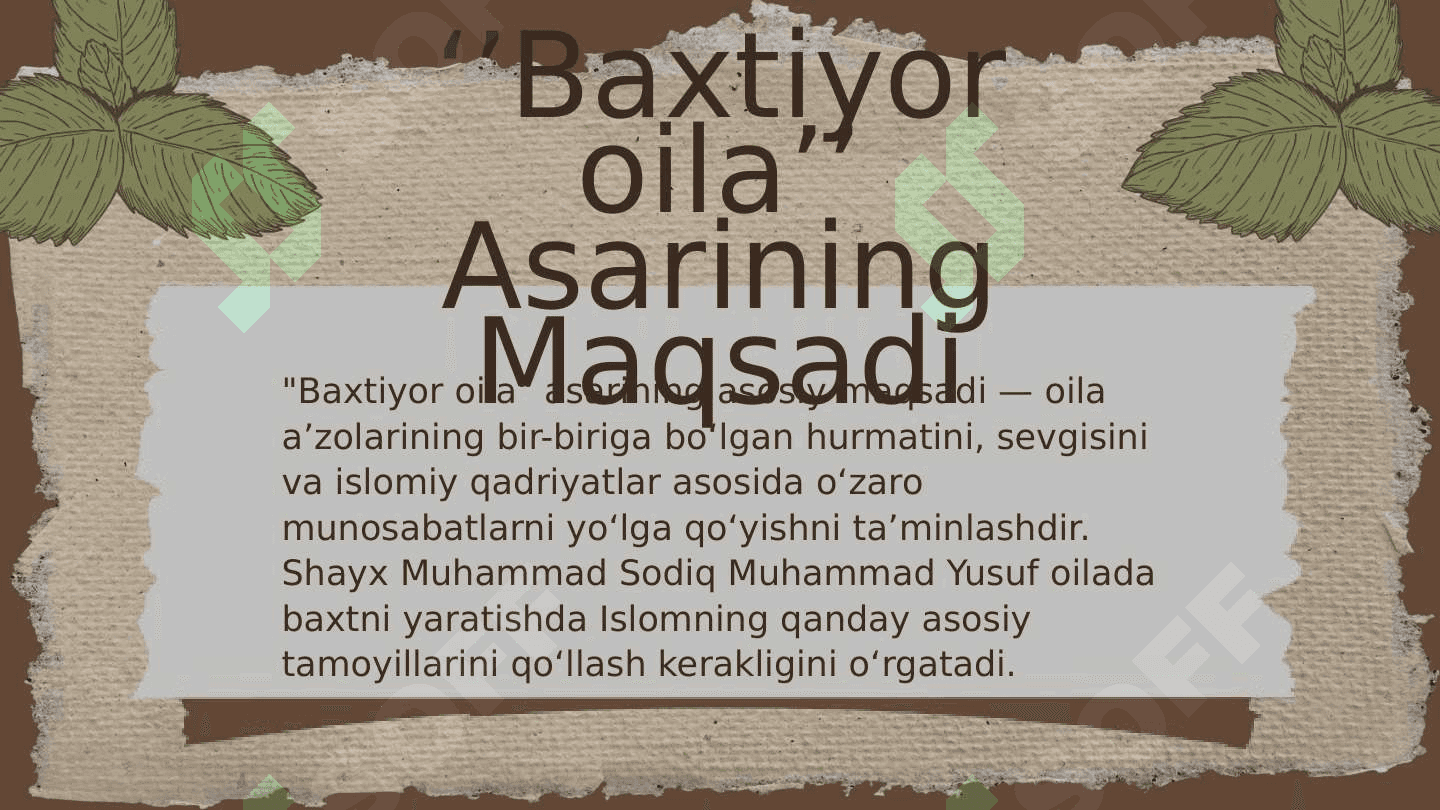 Shayx Muhammad Sodiq Muhammad Yusufning “Baxtiyor oila” asarida islom qadriyatlarining talqini 4