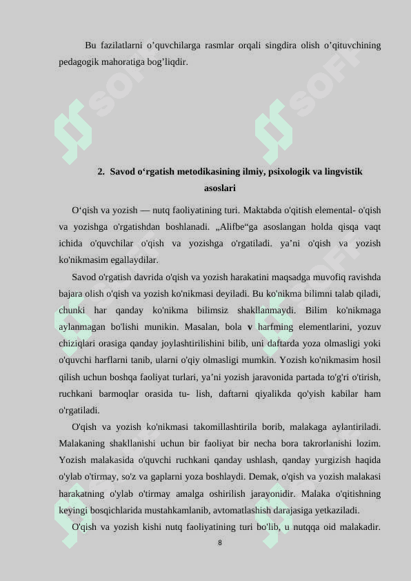 Savod  o`rgatish  myetodikasining  psixologik  va  lingvistik asoslari 8
