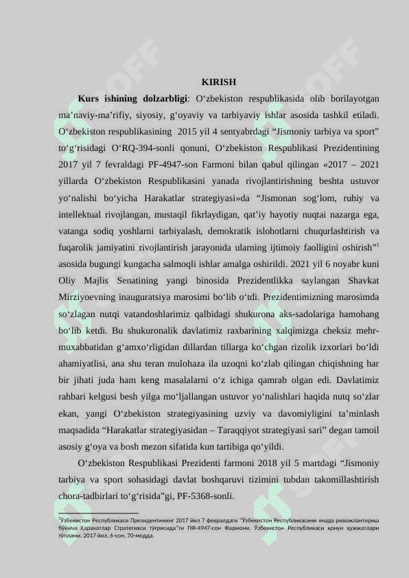 Jismoniy tarbiya bo’yicha davlat talim standartlari va o’quv soatlar 2